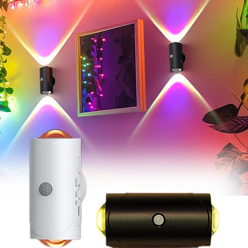 Intelligentes Nachtlicht mit Bewegungsmelder, farbwechselnde RGB-Umgebungslampe, Typ C, magnetisches LED-Licht, Schlafzimmer, Flur, Schreibtisch, Kleiderschrank, Badezimmer Image