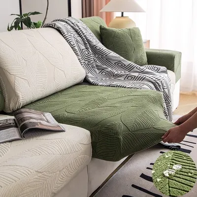 Water-resistant Universal Sofa Seat Covers All-inclusive Non-slip Couch Silpcover Jacquard Fleece L-shape Chaise Lounge Cover