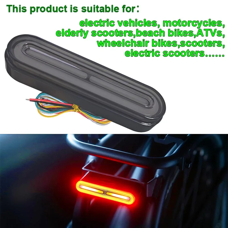 Luci posteriori a LED per moto 3in1 Indicatori di direzione Lampada DRL Luce di marcia Moto Fender Flash Luci di arresto freno posteriori rosse 12/24V