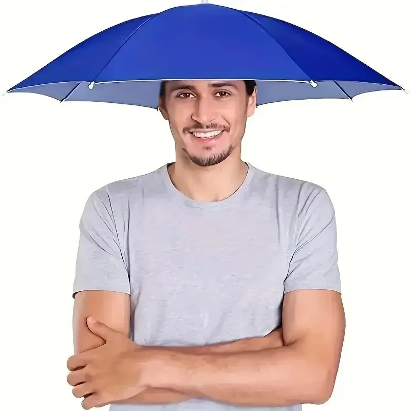 Kopfbedeckender Regenschirm für Männer und Frauen, faltbarer Sonnenschirm im Freien, Sonnenschirm im Freien, winddichter Regenschirm, faltbarer Hutschirm Image