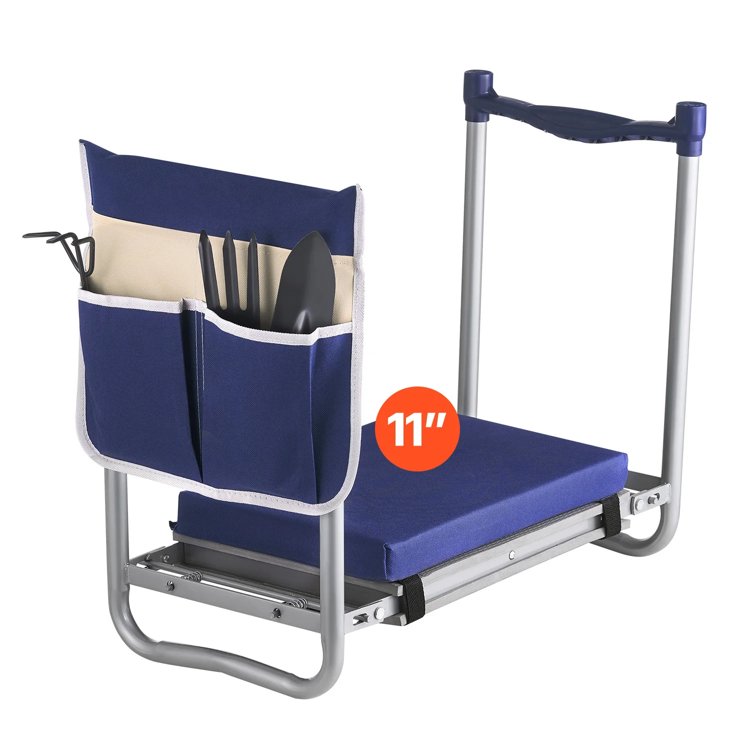 SucceBuy Garten-Kniebank und Sitz, 27,9 cm breit, dick, Kniepolster, robuster Garten-Kniehocker, klappbarer Gartensitz mit Werkzeugtasche