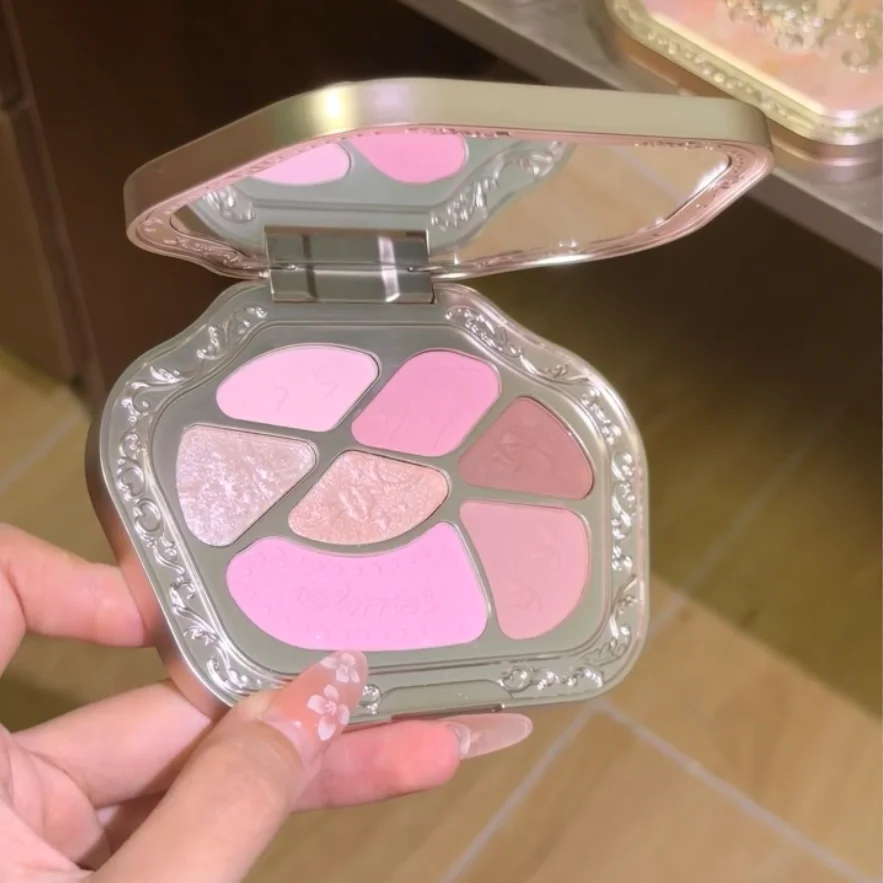 Colorrose Seven Color High Pigment Pink Lidschatten-Palette Mehrzweck-Lidschatten-Palette mit schimmernden und matten Farbtönen und Rouge-Puder Image