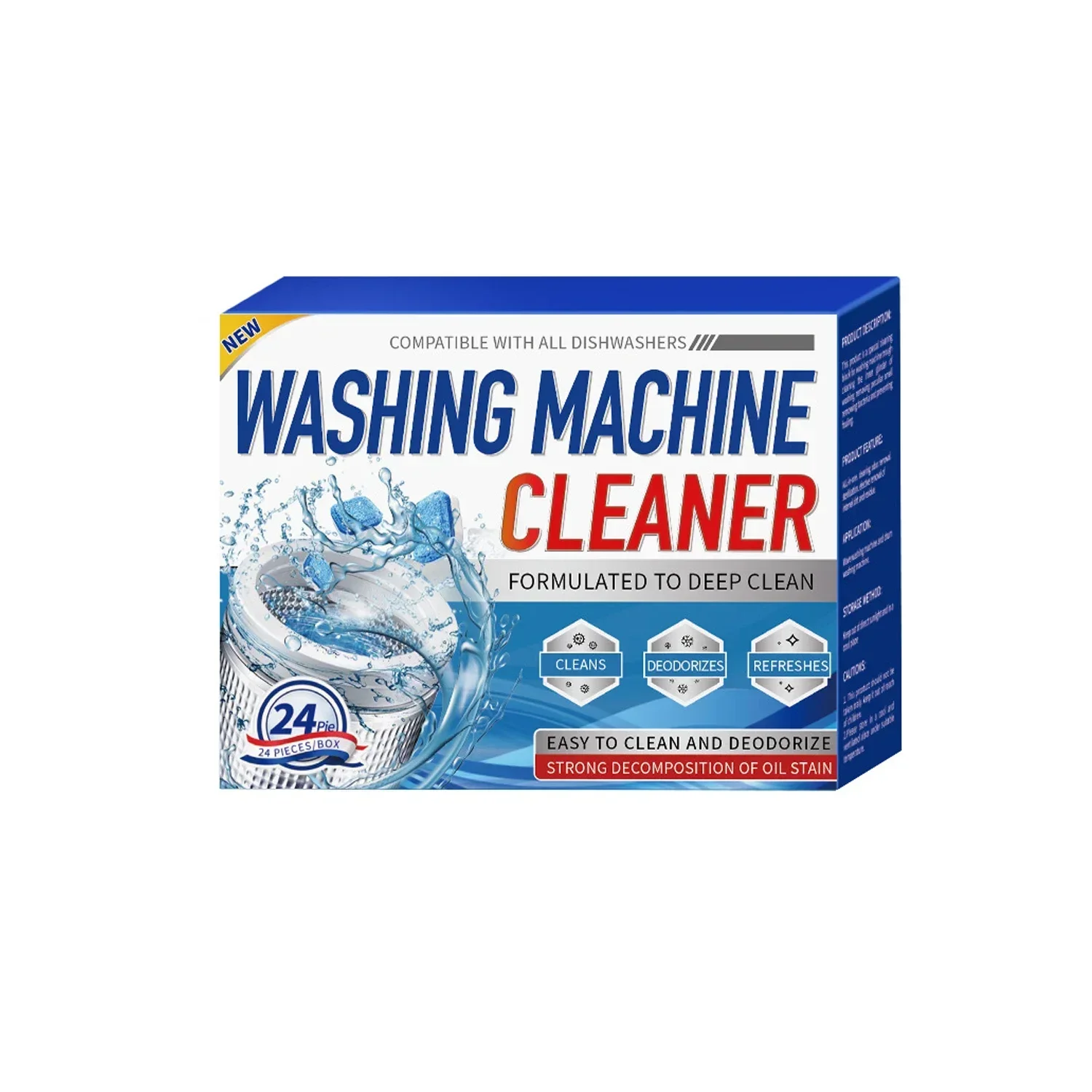 Washing Machine Cleaner Descaler Of 12/24pcs Pack-Deep Cleaning Tablets Odor Removing Tablets For Washer Laundry Supplies
