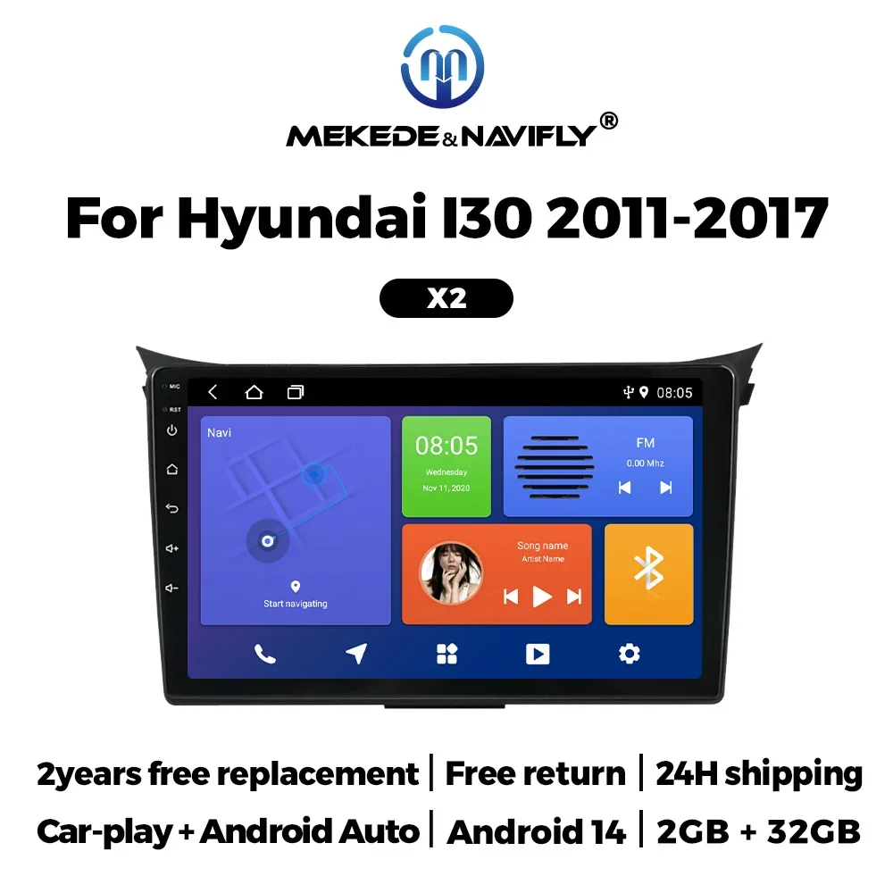 Android 14 Autoradio für Hyundai I30 Elantra GT 2012 2013 2014 2015 2016 Carplay Auto Multimedia Video Player GPS Navi FM Stereo Image