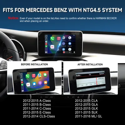 Podofo Wireless Carplay/Android Auto Fit for Mercedes Benz A/B/C/E/CLA/GLA/GLK/ML 2011-2015Year with NTG4.5 System-Navigation