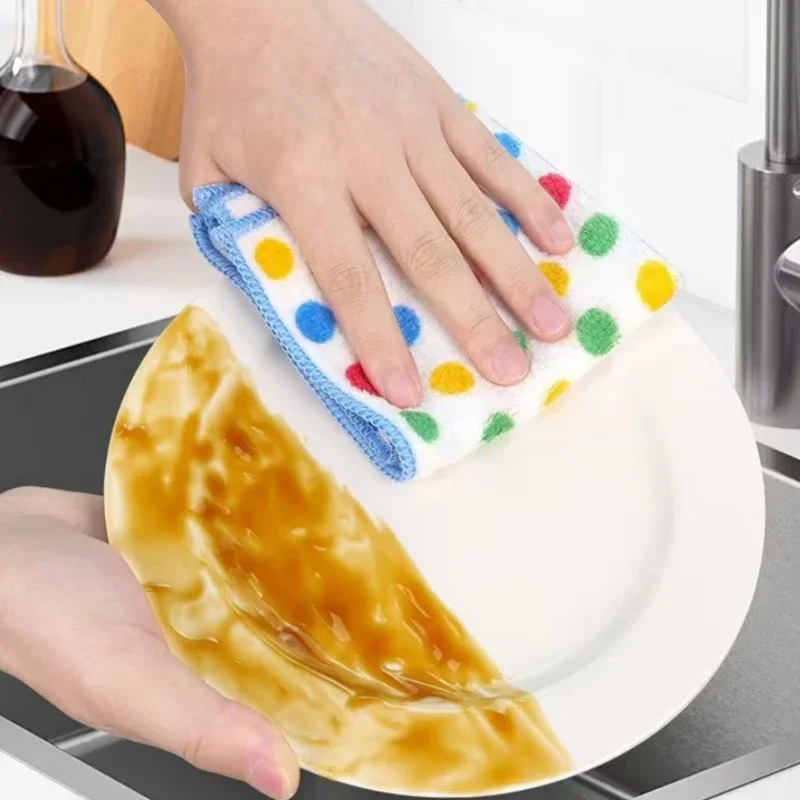 5/10 stücke Mikrofaser Küche Reinigung Tuch Verdickt Hohe Saugfähigen Öl Beständig Schnell Trocknend Geschirr Handtuch Waschen Lumpen Haushalt Image