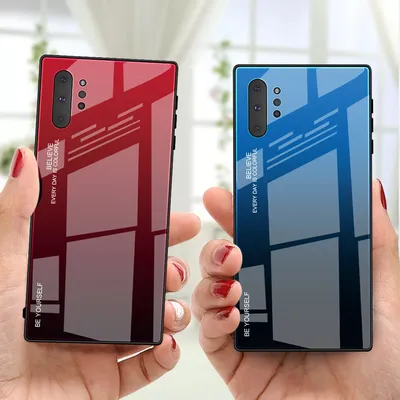 For Samsung Galaxy Note 10 Case Hard Tempered Glass Gradient protective Back Cover case For samsung note 10 plus note10 pro 10+