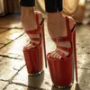 Rote hohle Schnalle Plattform Sandalen dünne High Heel Peep Toe Mode sexy cool 2025, Sommer große Größe Frau Schuhe Zapatillas Mujer