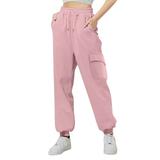 YESIMOLA 3t Girl Pants Girls High Cute Sweatpants for Girls Waist Loose Overalls Fitness Sports Jogging Pants Multi Pocket Sweatpants Spring Summer Fall Teenage Clothes