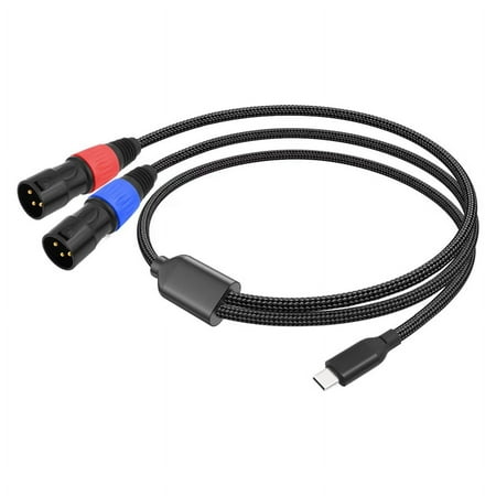 Type C to Dual XLR Male Aux Audio Cable USB C to Dual XLR Audio Cable Type C to XLR Male Output Stereo Cord 100cm 1 * USB C To Dual XLR Audio Cable Black