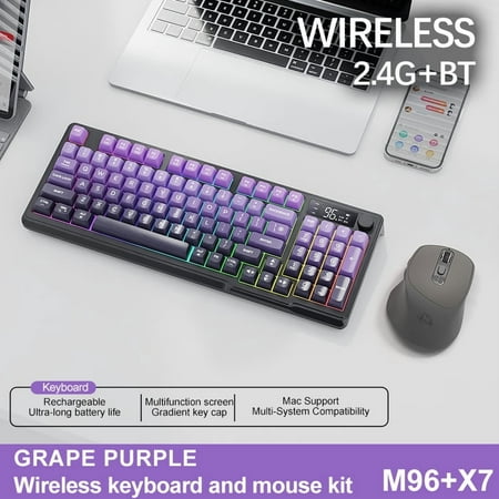 M96 Screen Wireless Keyboard Mouse Kit ZIYOULANG Bluetooth Keyboard With Mouse Gaming Electronic Screen Multi-Device Connection