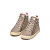 Sneaker GEOX "J MIRROLESS GIRL", Kinder, Gr. 27, beige, rosegoldfarben, Synthetik, Textil, metallic, modisch, Schuhe, Schnürboots mit Warmfutter, Größenschablone zum Download