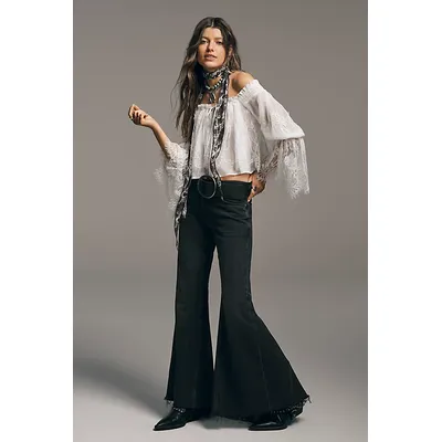 We The Free Emre Flare Jeans at Free People in Black Orchid, Size: 29