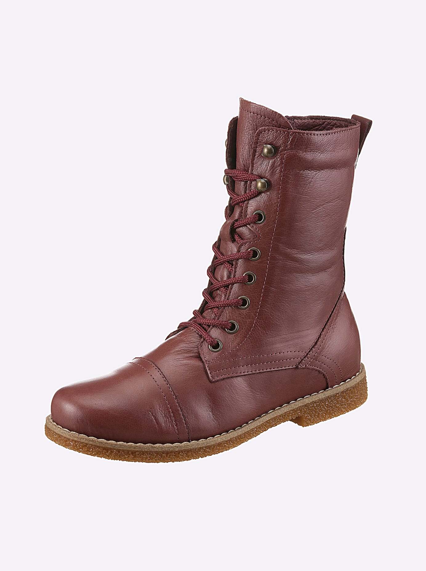 Schnürstiefelette ANDREA CONTI, Damen, Gr. 41, rot (burgund), Glattleder, Leder, Rindsleder, Modisch, Schuhe