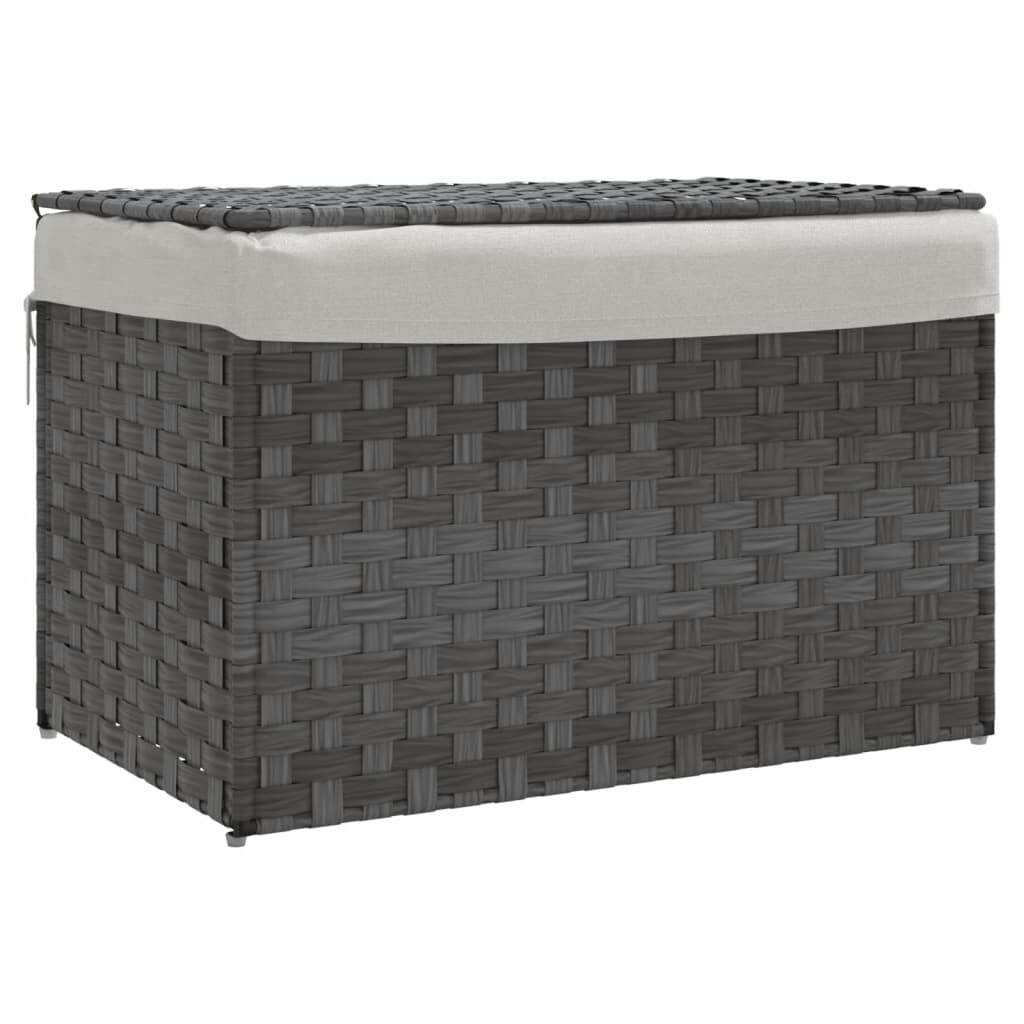 vidaXL Wäschekorb mit Deckel Grau 55,5x35x34 cm Poly Rattan Image
