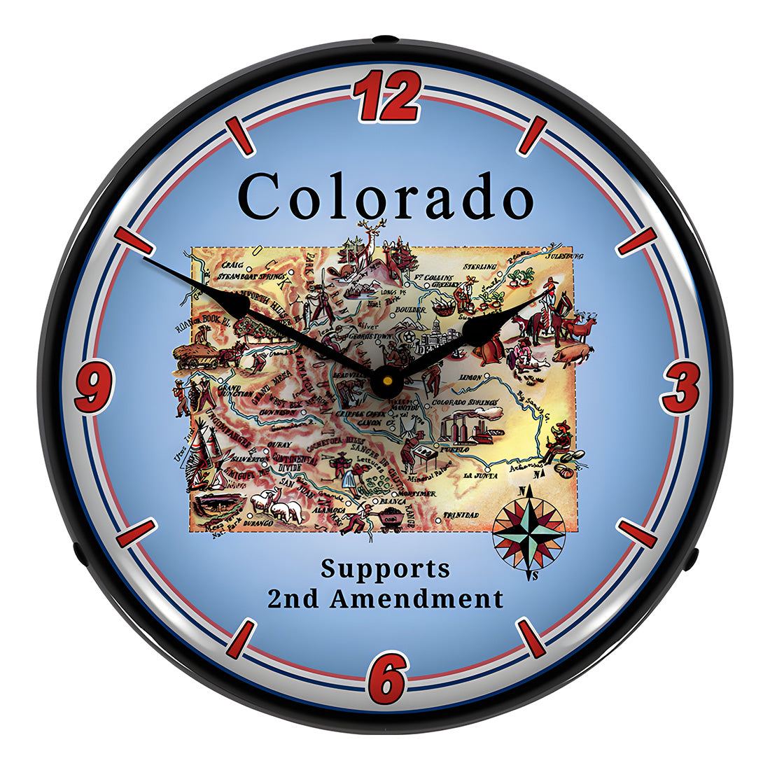 Collectable Sign and Clock Colorado Supports the 2nd Amendment Backlit Wall Clock