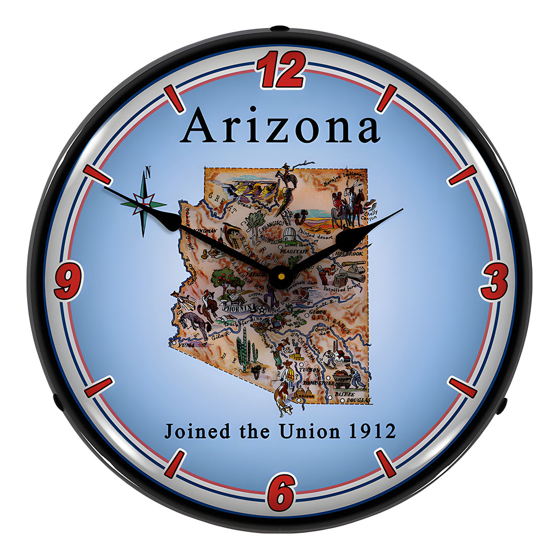 Collectable Sign and Clock State of Arizona Backlit Wall Clock