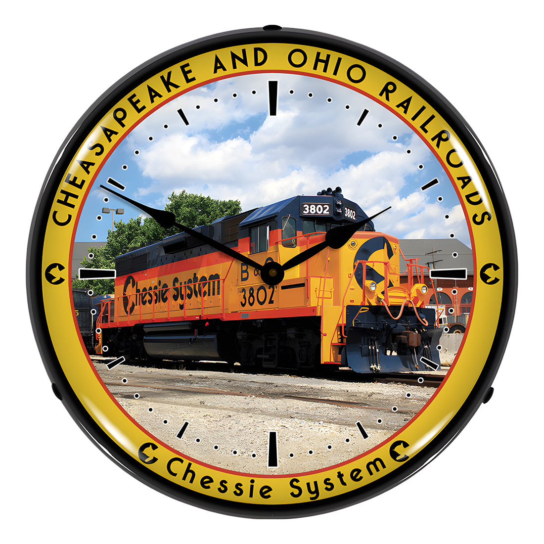 Collectable Sign and Clock Chessie System Railroads Backlit Wall Clock