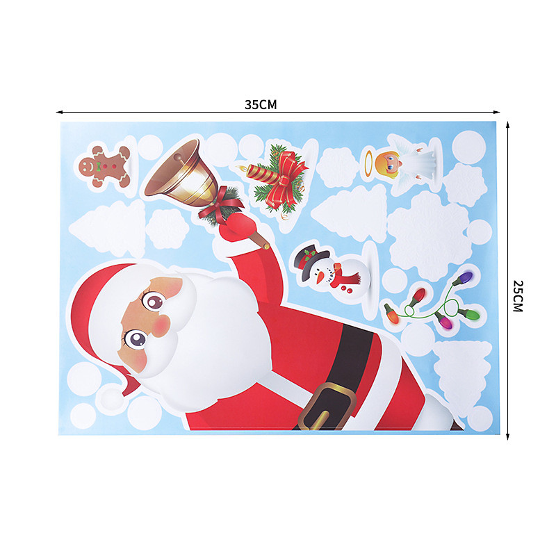 Christmas Stickers Santa Claus Snowman Glass Stickers Window Decoration Snowflake Elk Window Stickers Double-Sided Effect Decoration