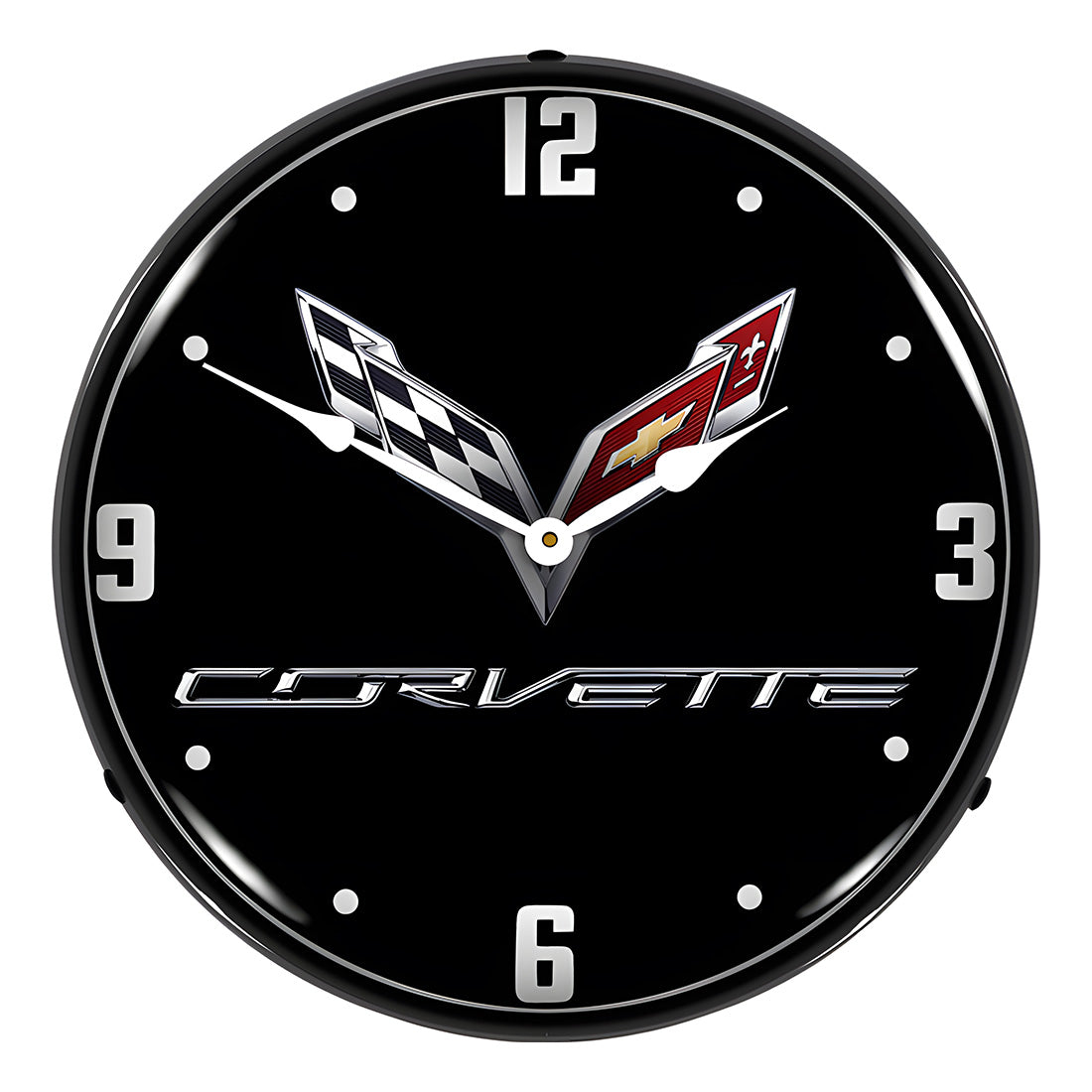 Collectable Sign and Clock C7 Corvette Black Tie Backlit Wall Clock
