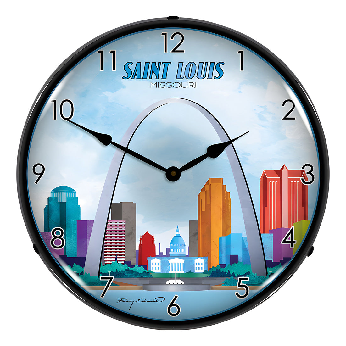 Collectable Sign and Clock Saint Louis Skyline Backlit Wall Clock