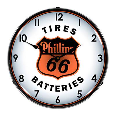 Collectable Sign and Clock Phillips 66 Tires and Batteries Backlit Wall Clock