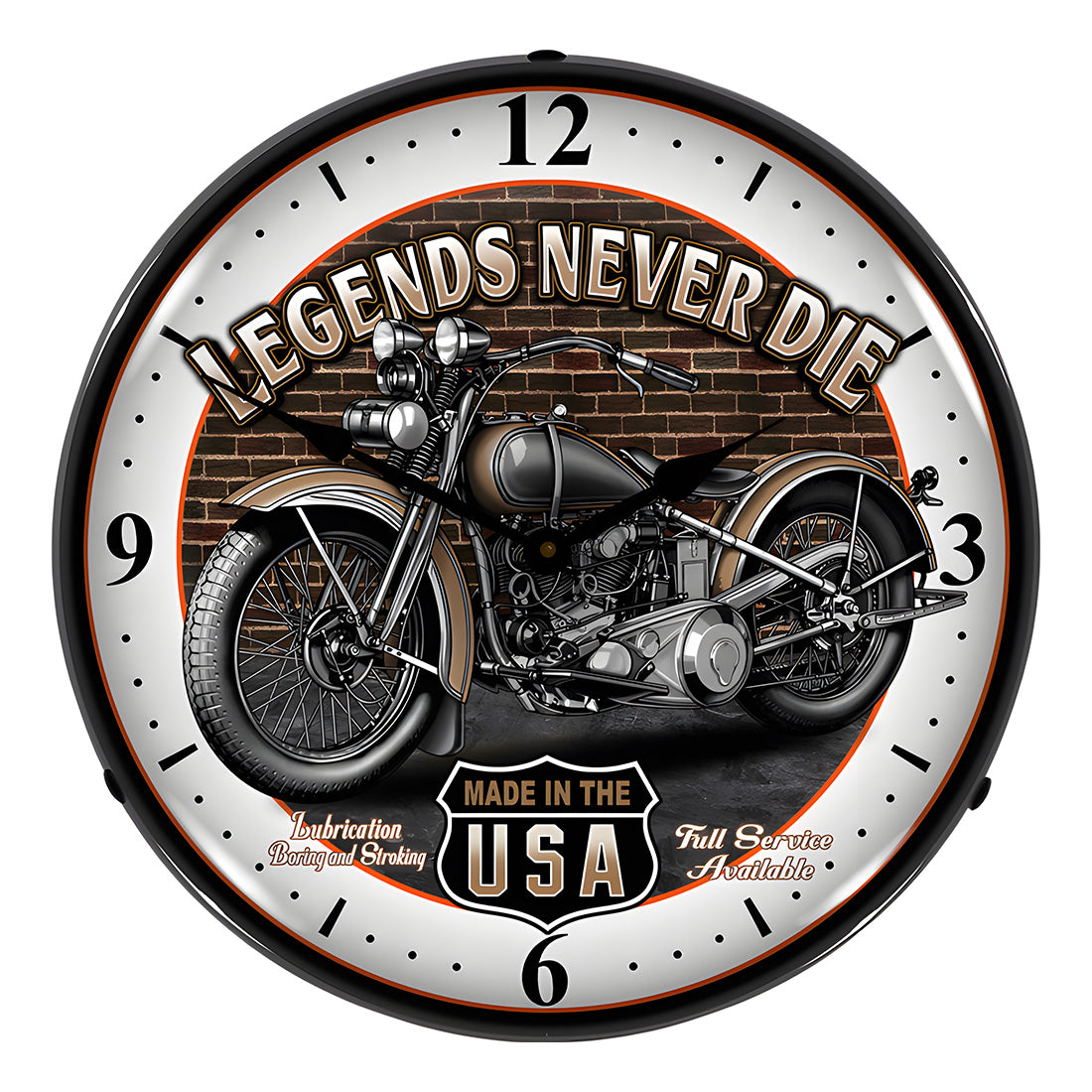 Collectable Sign and Clock Legends Never Die Backlit Wall Clock