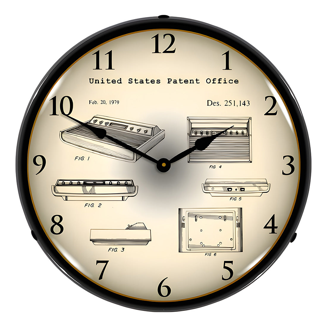 Collectable Sign and Clock 1979 Atari 2600 Video Game Console Patent Blueprint Backlit Wall Clock