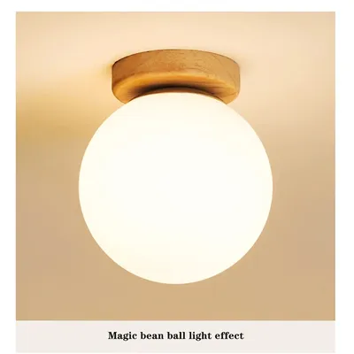 IRALAN Modern LED Modest Solid Wood Glass Ball Ceiling Lamp Fixture Room Decor Lustre Home Bedroom Home Appliance Ceiling Light