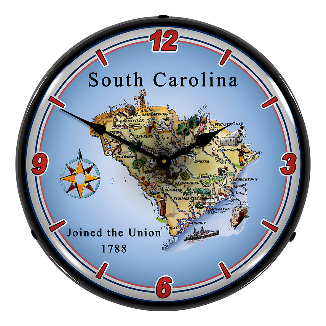Collectable Sign and Clock State of South Carolina Backlit Wall Clock