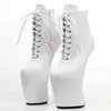 Heelless Plateaustiefel Sexy Super High Heels Stiefeletten Damenschuhe Kreuzgebundene Punk Rock Gothic Biker Stiefel