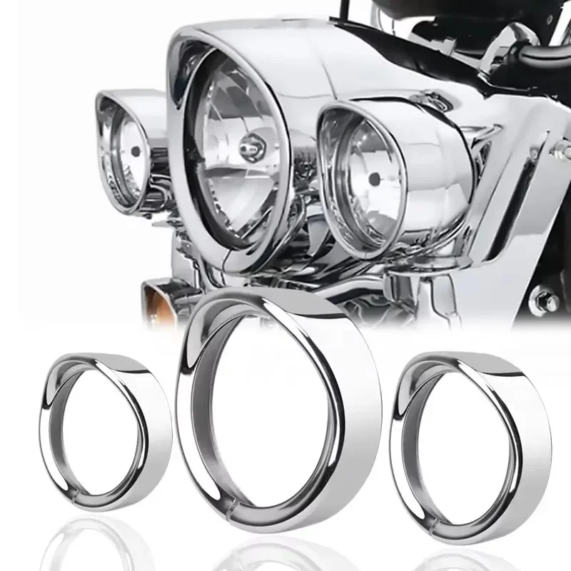 Motorrad Scheinwerfer Trim Für Harley Touring Road King Electra Glide Softail FLD/FLH 7 "Ring Lünette Visier 4,5" Led Nebel Licht Image