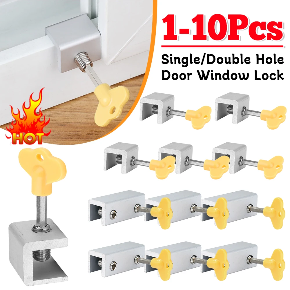 1-10PCS Aluminium Legierung Fenster mit Schloss Stopper Schiebefenster Anti-diebstahl schloss Fenster Schiebetür baby Sicherheit Türen Schloss Image