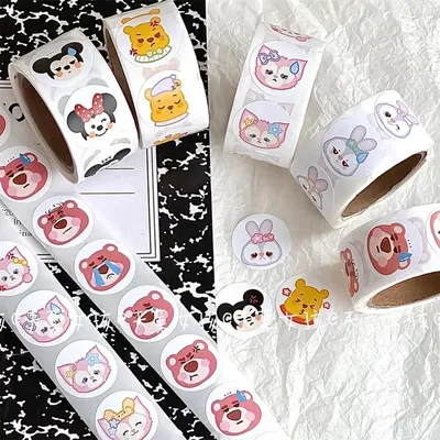 200pcs/roll Disney Mickey Mouse Sealing Stickers Cute Pooh Bear Lotsos Minnie Sticker Envelop Diary Diy Decoration Label Gifts