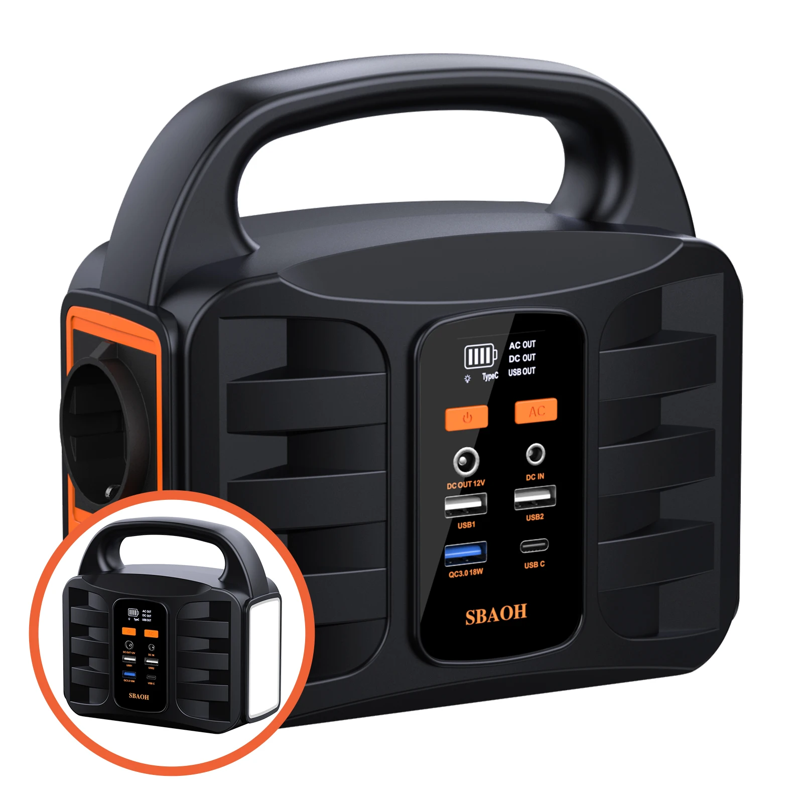 SBAOH 194Wh 200W tragbares Kraftwerk – kompakte Lithium-Backup mit Wechselstromausgängen und Solargenerator für Camping und Reisen Image