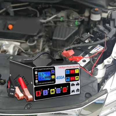 400A Heavy Duty Smart Battery Charger 12V/24V Battery High Power Fast Charger Five-Stage Full Automatic Car Battery Charger 220W