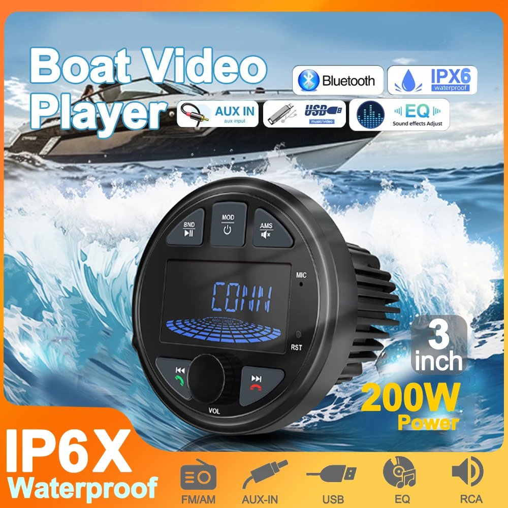 NEUE Boot Radio Marine Stereo Quelle Media Player AM FM RDS Empfänger MP3 MP4 Video Spielen Bluetooth AUX für ATV UTV Warenkorb Motorrad Image