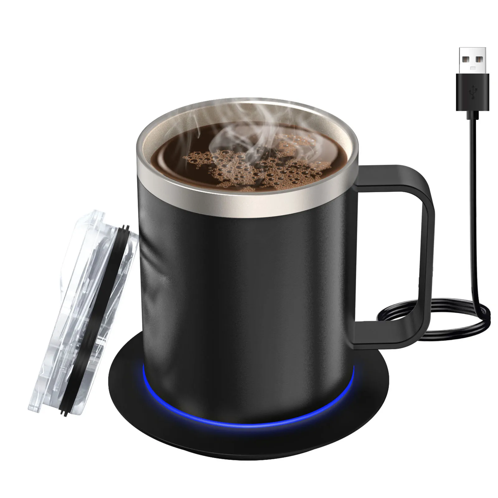 Selbsterwärmender Kaffeebecher – 12oz USB elektrisch beheizter Becher Wärme 131-149 ℉ Intelligente, wärmende Reisebecher, doppellagiger Tassenwärmer in Lebensmittelqualität Image