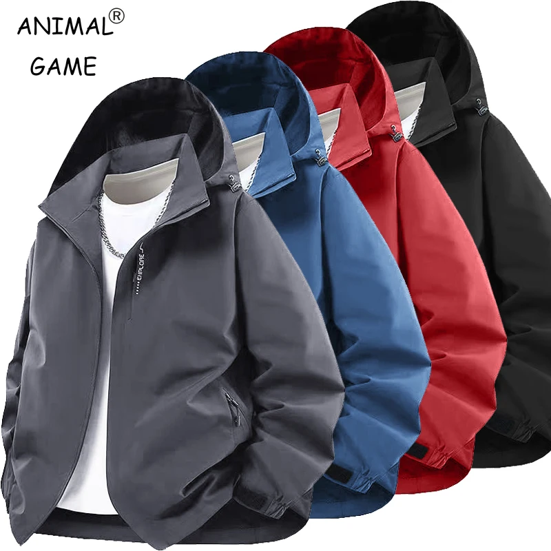 Outdoor-Herren-Regenmantel, winddicht, lässig, leichte Mäntel mit Kapuze, Streetwear, Wandern, wasserdicht, Streetwear, Klettern, Kapuze