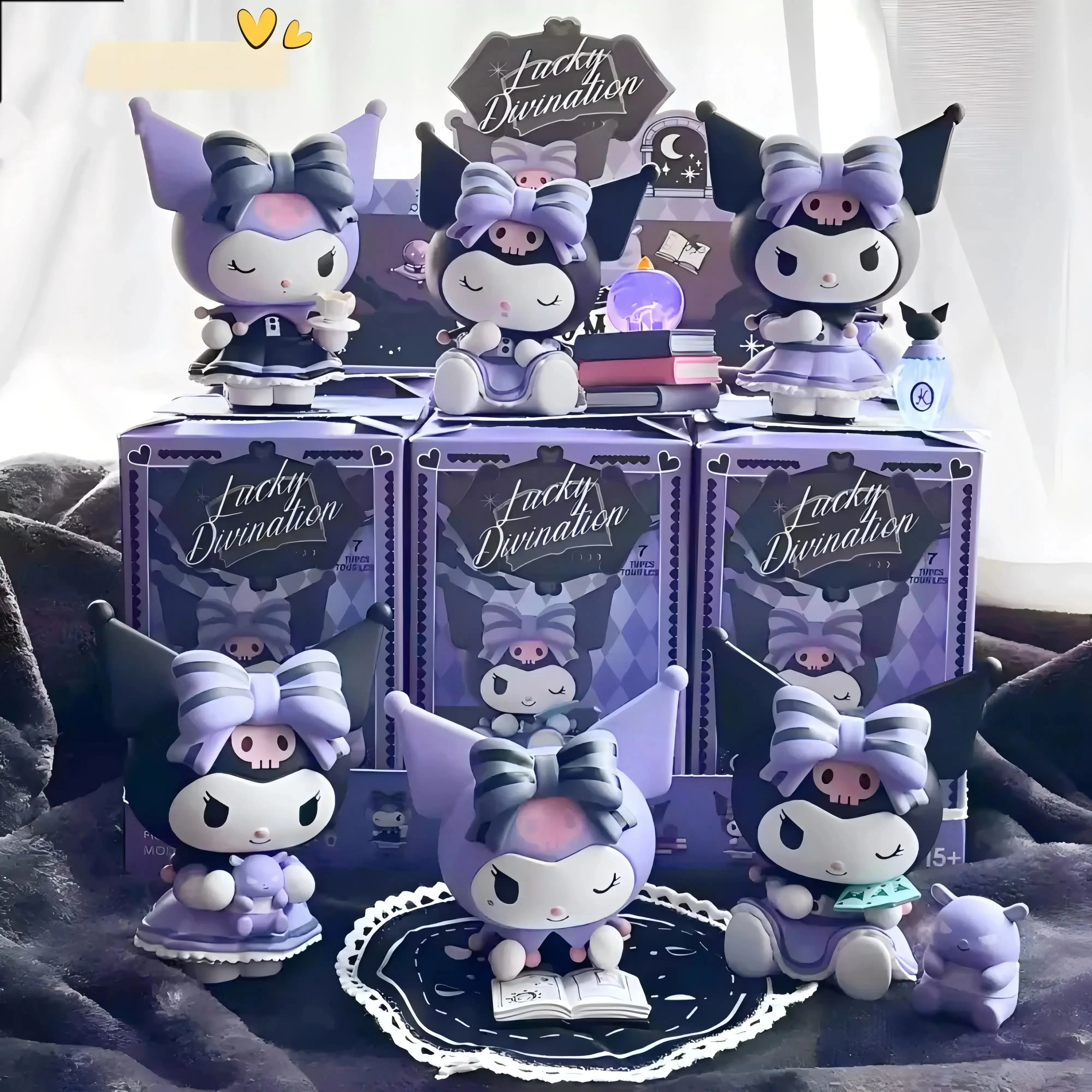 Sanrio Blind Box Cartoon Kuromi Doll Lucky Divination Anime Series Action Figure Modello Doll Giocattolo per bambini Decorazioni per il desktop Regali