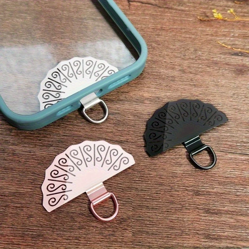 4 stücke Rotierenden Handy Fall Clip Lanyard Pad Edelstahl Handy Fall Zurück Aufkleber Befestigungs Clip Lanyard Clip Image