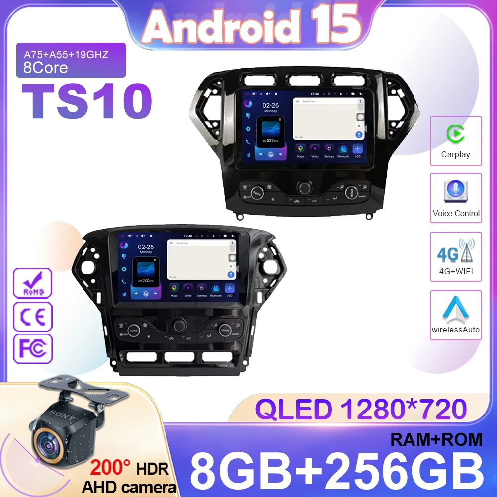 Navigation GPS Android 15 Auto Radio Stereo Für Ford Mondeo MK4 2007-2014 Carplay Auto Video Player 2din DVD multimedia Kopf Einheit