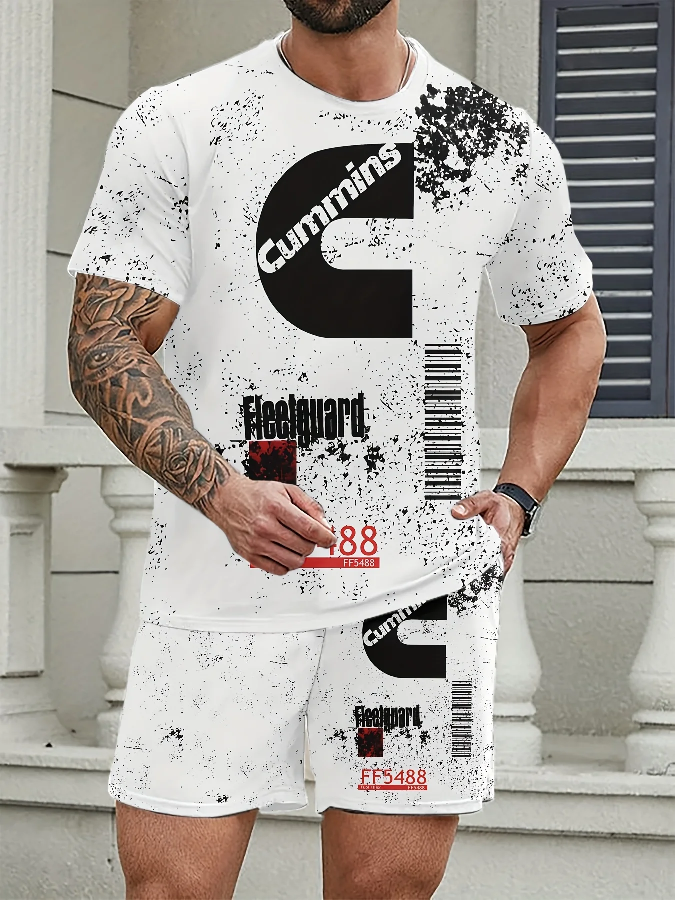 Der neue Sommeranzug 2025, 3D-Digitaldruck, lässiges Mode-Set aus Polyesterfaser, bequem, weich, schnell trocknend und schweißend. Image