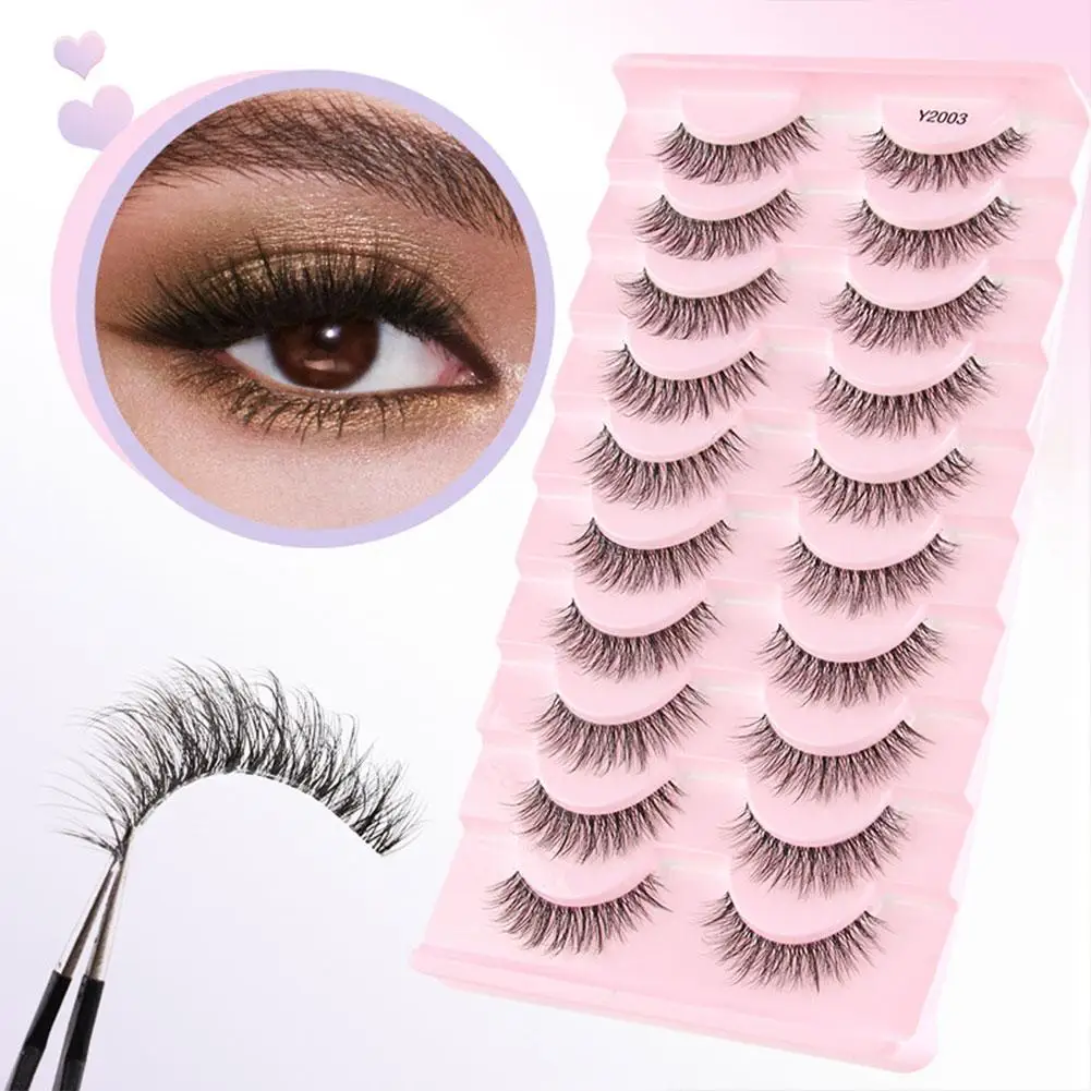 10 Paar natürliche Fuchs-Augen-Make-up-Falsche Wimpern, süßer, cooler Stil, Wispy, geeignet für leichtes Make-up, Wimpern-Make-up ﻿ Image
