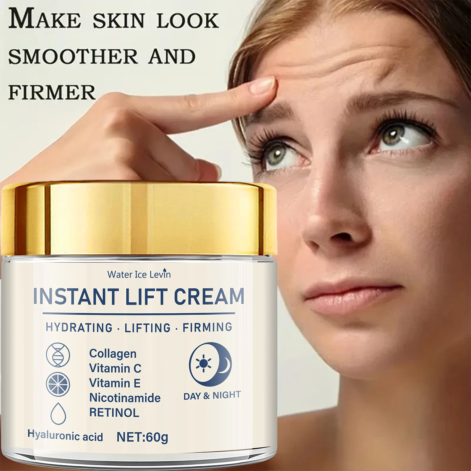 Straffende Gesichtsstraffungs-Lifting-Creme – reich an Hyaluronsäure, Retinol, straffende und straffende, feuchtigkeitsspendende Haut, geeignet für jede Haut, tägliche Hautpflegeprodukte Image