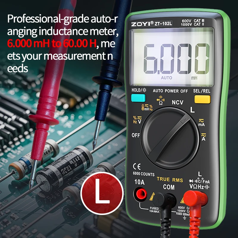 ZOYI ZT102L Induktivitätsmessgerät Multimeter T-RMS 6000 Zählungen 60H LCR-Messgerät Image