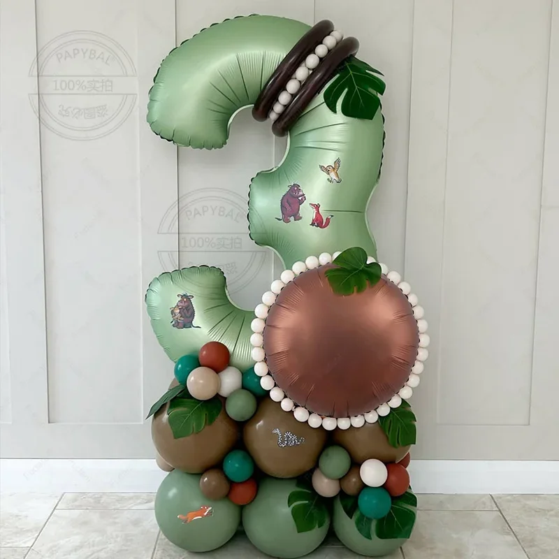 53 Stück Dinosaurier Geburtstagsdekorationen Avocado Grüne Zahl Dino Ballon Set Kinder Erster Geburtstag Partyzubehör Dinosaurios Globos Image