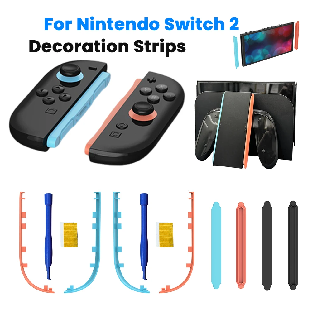 Staubschutz-Dekorationsstreifen, Silikon-Staubstopfen für Switch 2 und dekorative Streifen, Griffe, Verkleidung für Switch 2-Spielzubehör Image