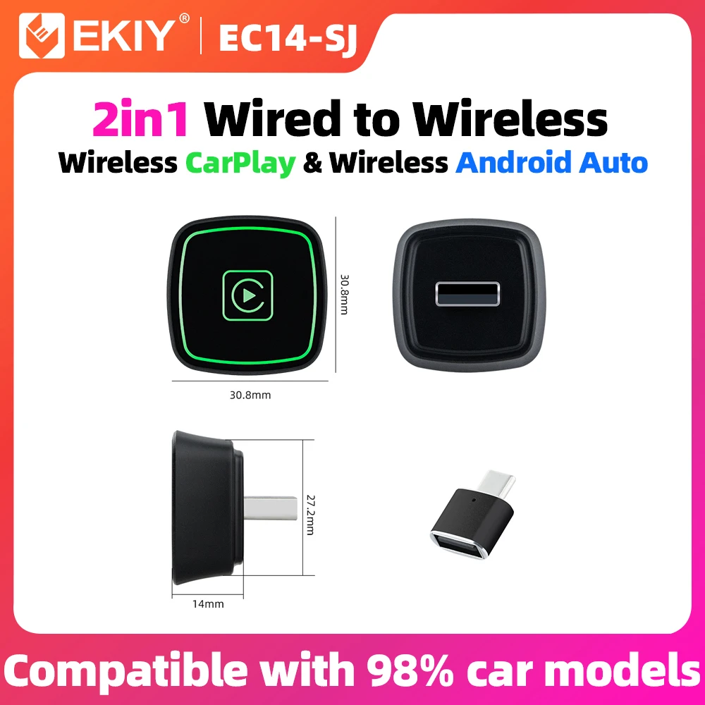 EKIY 2in1 AI Smart Box Drahtlose Android Auto Adapter Drahtlose CarPlay Dongle Auto Intelligente Systeme Für Auto Mit Wired CarPlay Image