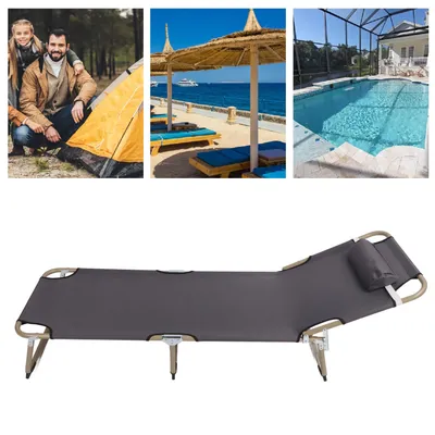 Camping Cots Camping Cots with Pillow Alloy Waterproof Comfortable Adjustable Sleeping Bed Cot for Camping Pool Beach Terrace